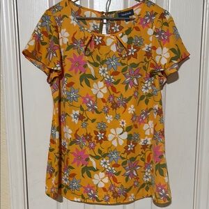 Modcloth Yellow Floral Summer Blouse